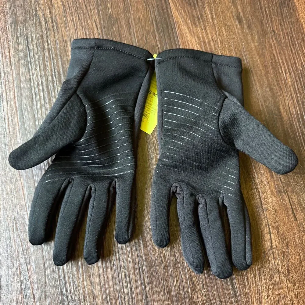 NWT All in Motion Women's S/M Black Warm Fleece Lined Gloves Stretchy, Palm Grip